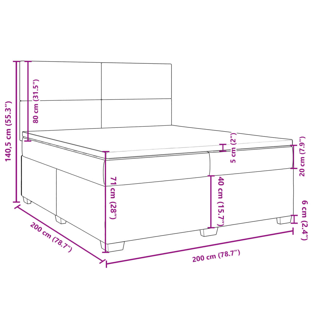 vidaXL sötétzöld bársony rugós ágy matraccal 200x200 cm