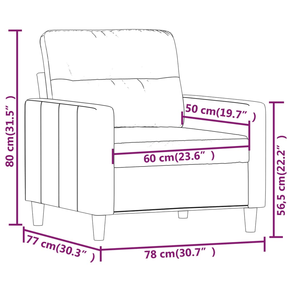 vidaXL krémszínű szövet kanapéfotel 60 cm