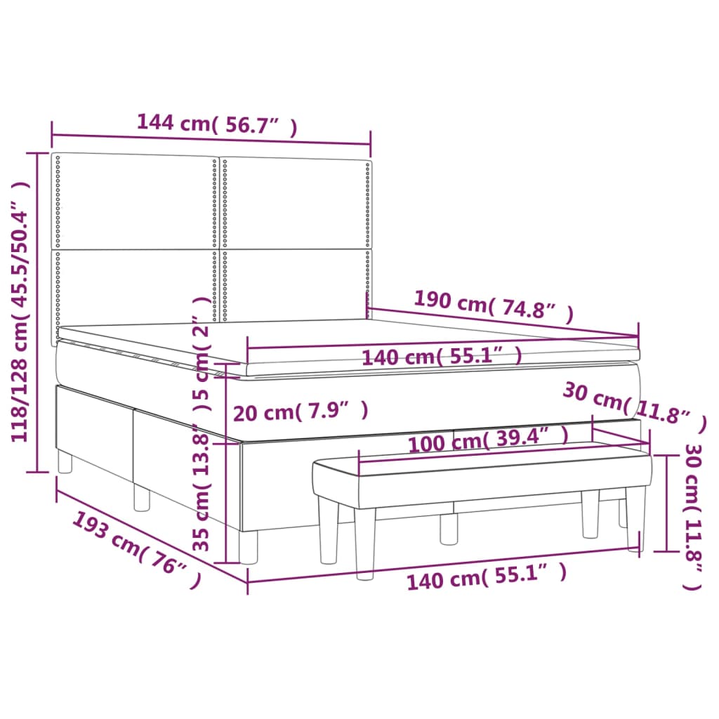 vidaXL cappuccino színű műbőr rugós ágy matraccal 140 x 190 cm