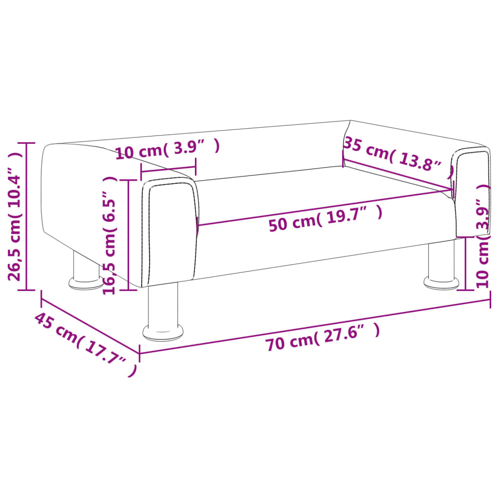 vidaXL barna bársony gyerekkanapé 70 x 45 x 26,5 cm