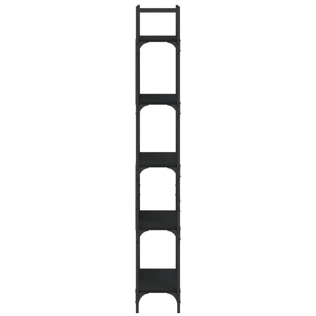 vidaXL 5 szintes fekete szerelt fa könyvespolc 60,5x24x166,5 cm