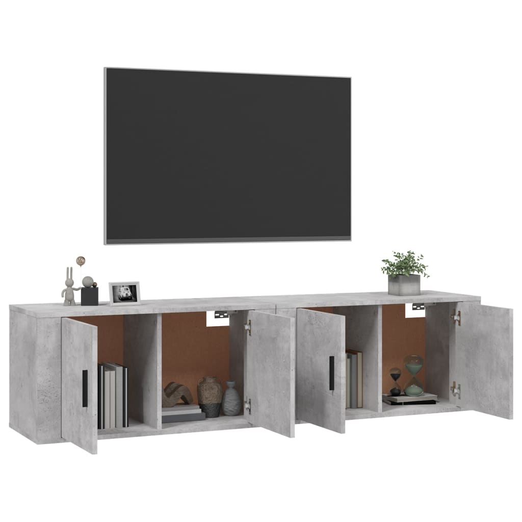 vidaXL 2 db betonszürke fali TV-szekrény 80 x 34,5 x 40 cm