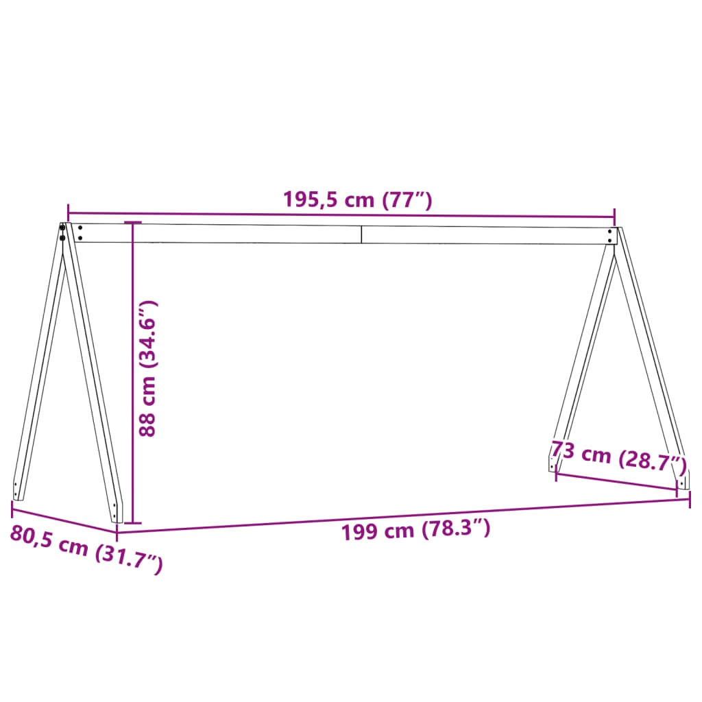 vidaXL fehér tömör fenyőfa gyerekágytető 199 x 80,5 x 88 cm