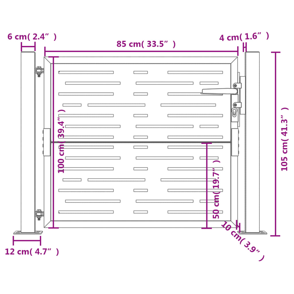 vidaXL antracitszürke négyszögmintás acél kertkapu 105 x 105 cm