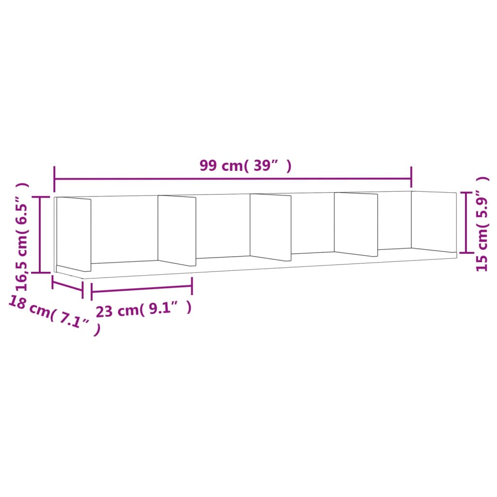 vidaXL 2 db barna tölgyszínű szerelt fa faliszekrény 99x18x16,5 cm