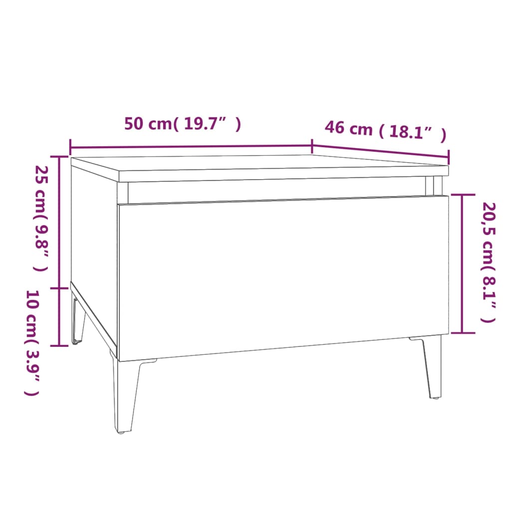 vidaXL 2 db sonoma tölgy színű szerelt fa kisasztal 50x46x35 cm