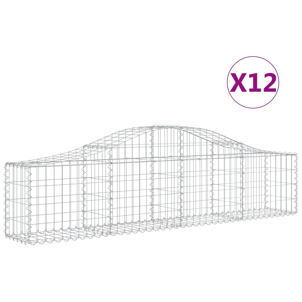 vidaXL 12 db íves horganyzott vas gabion kosár 200x30x40/60 cm