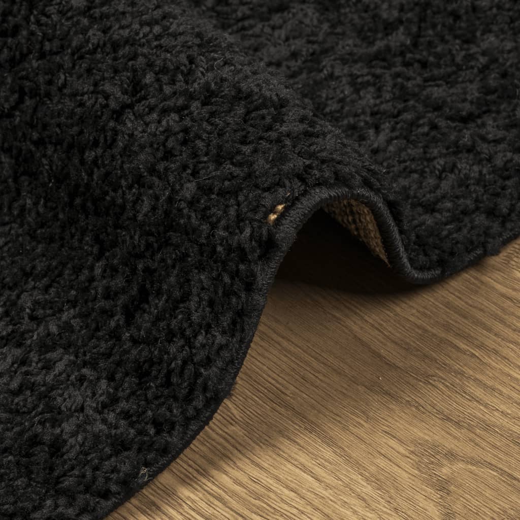 vidaXL PAMPLONA fekete magas szálú bolyhos modern szőnyeg 160 x 160 cm