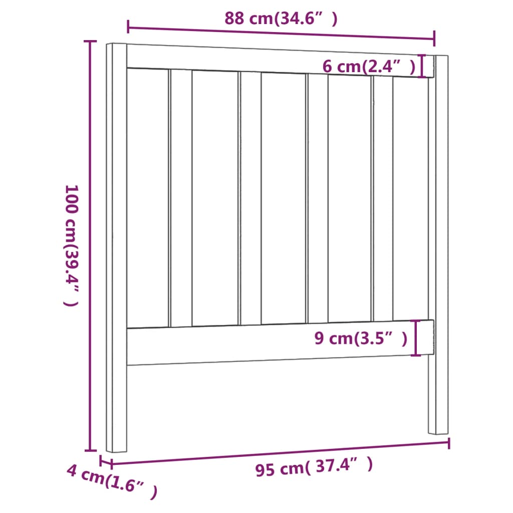 vidaXL tömör fenyőfa ágy fejtámla 95 x 4 x 100 cm