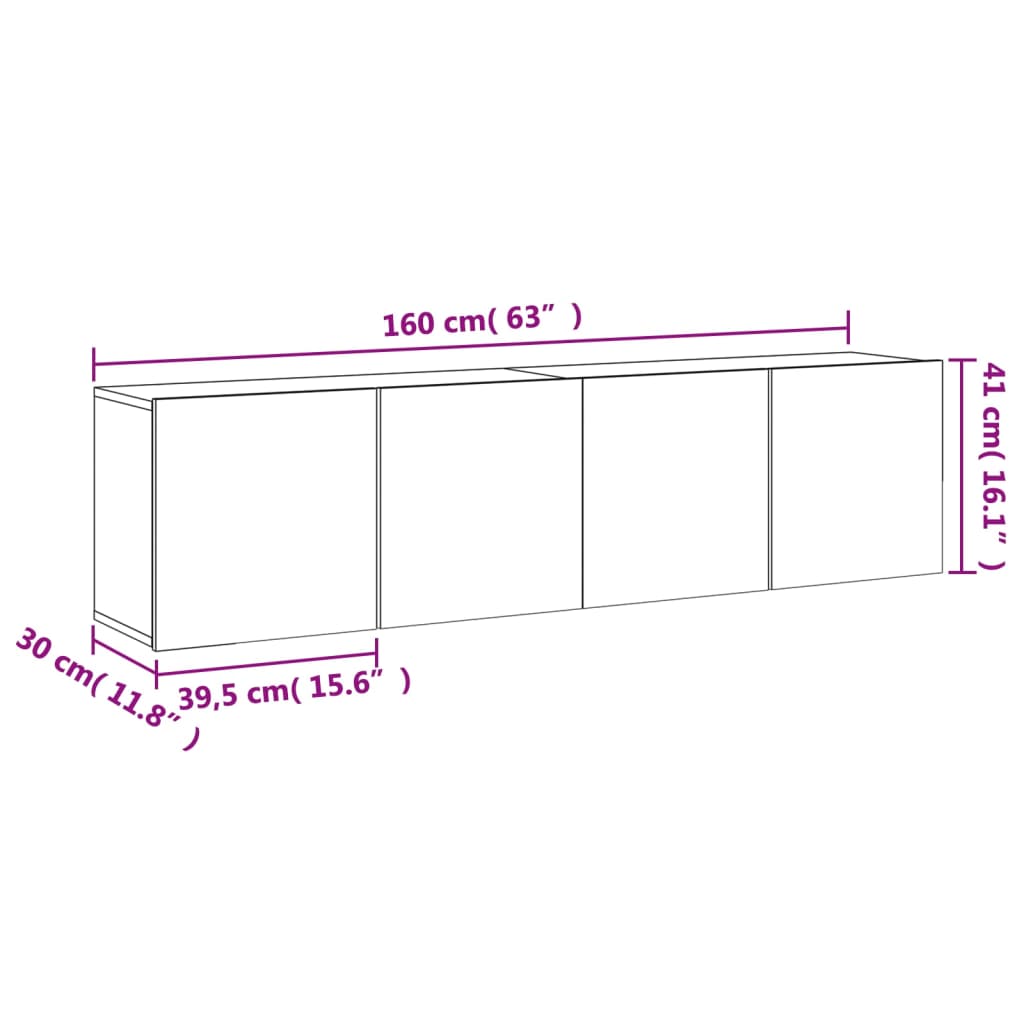 vidaXL 2 db barna tölgy színű falra szerelhető TV-szekrény 80x30x41 cm