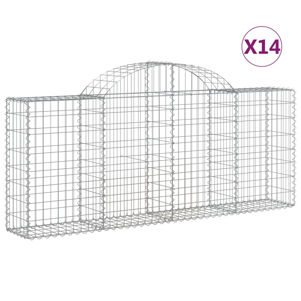 vidaXL 14 db íves horganyzott vas gabion kosár 200x30x80/100 cm