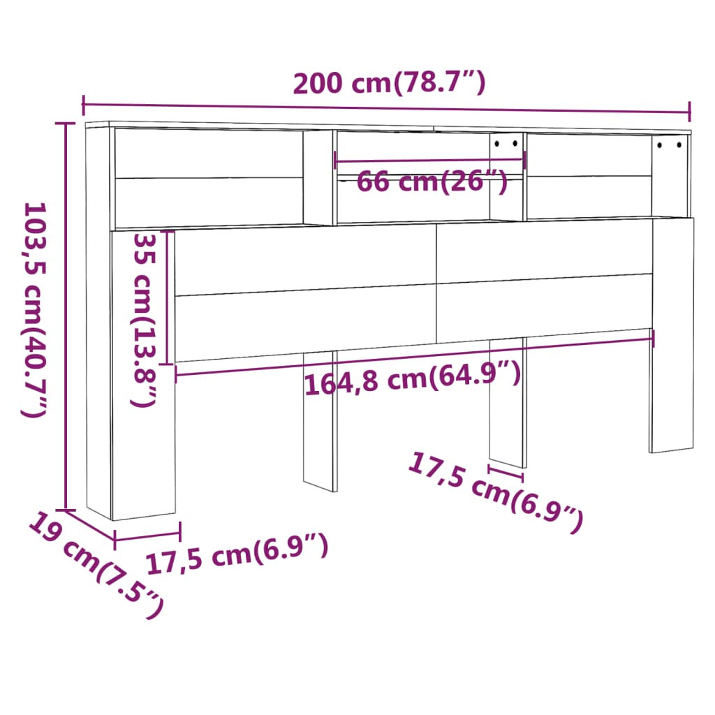 vidaXL betonszürke áthidaló szekrény 200 x 19 x 103,5 cm