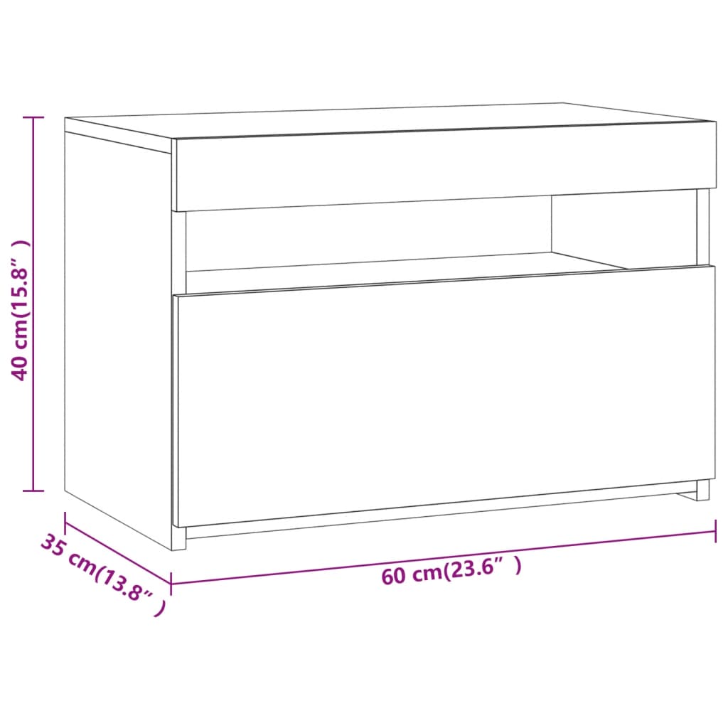 vidaXL szürke sonoma színű éjjeliszekrény LED világítással 60x35x40 cm