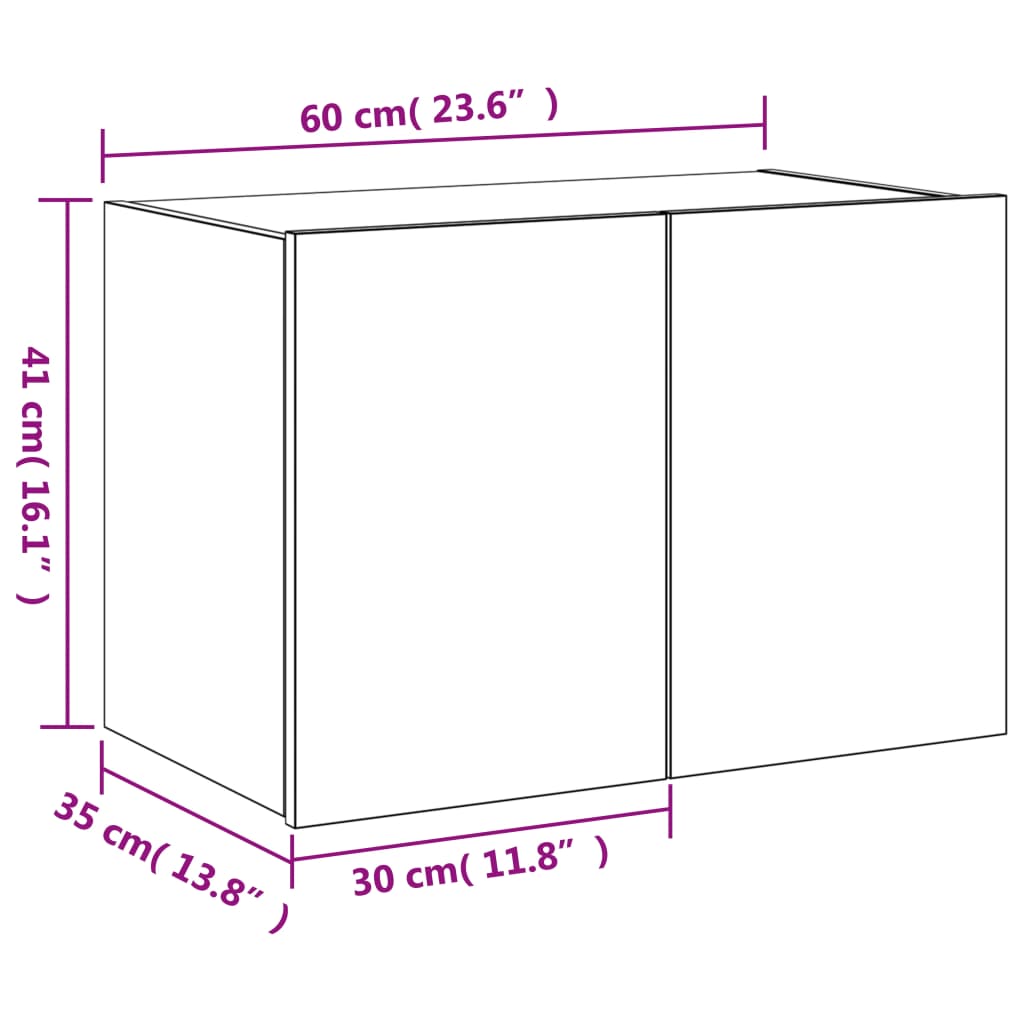 vidaXL barna tölgyszínű fali TV-szekrény LED-del 60x35x41 cm