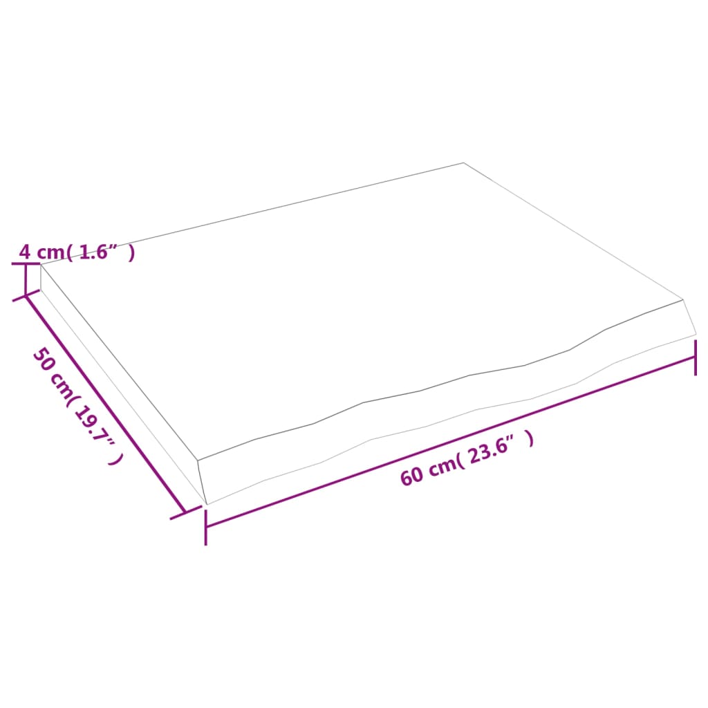 vidaXL kezeletlen tömör fa fürdőszobai pult 60x50x(2-4) cm