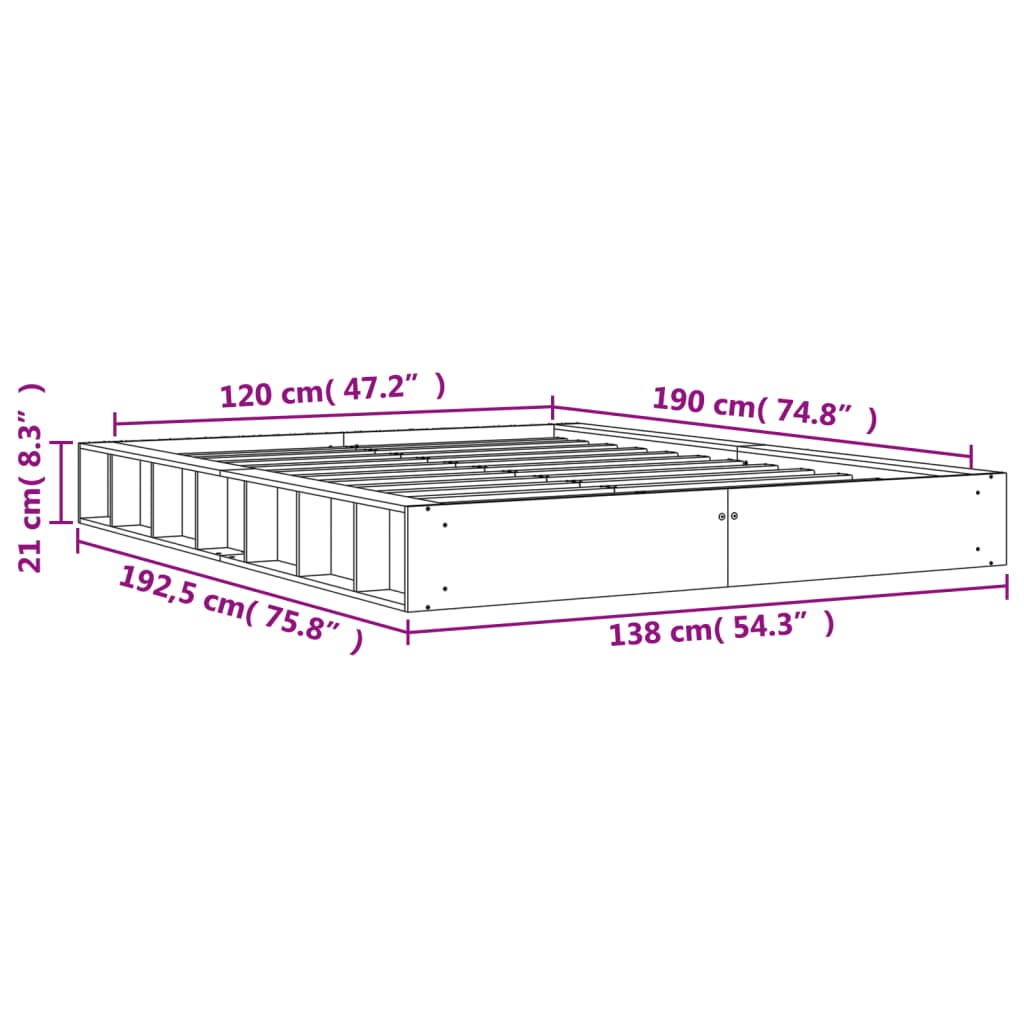 vidaXL viaszbarna tömör fenyőfa ágy matrac nélkül 120 x 190 cm