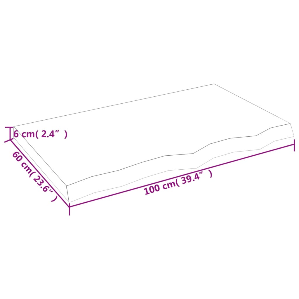 vidaXL sötétbarna kezelt tömör fa fürdőszobai pult 100x60x(2-6) cm