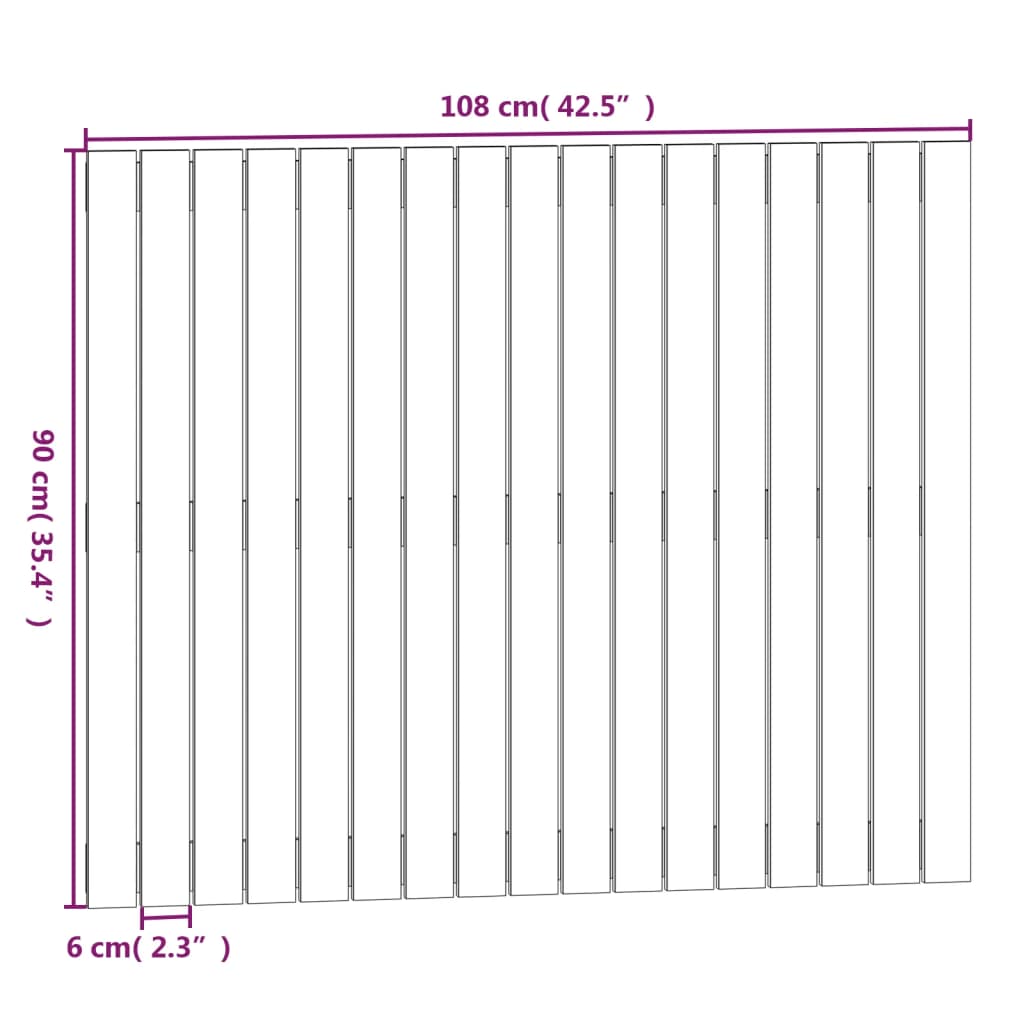 vidaXL szürke tömör fenyőfa fali fejtámla 108x3x90 cm