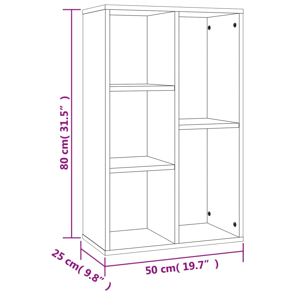 vidaXL füstös tölgy színű szerelt fa könyv-/tálalószekrény 50x25x80 cm