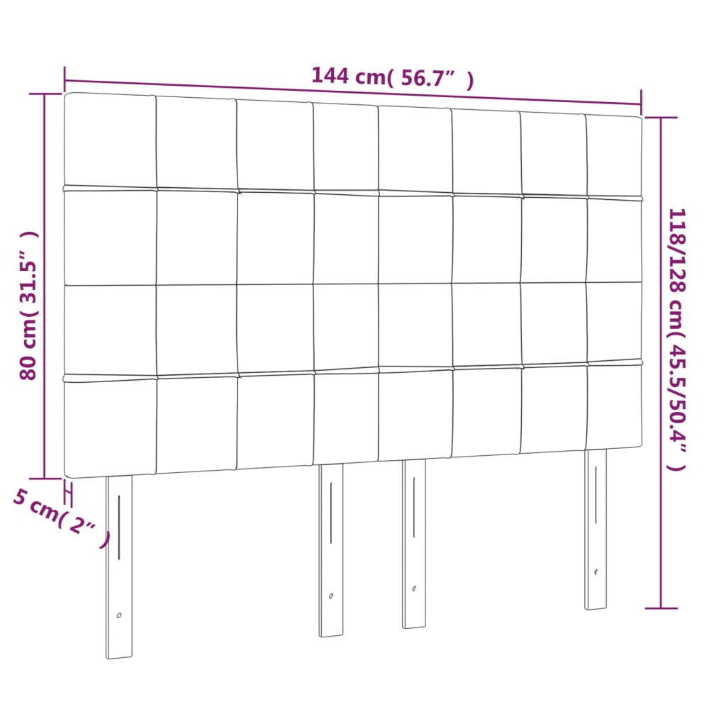 vidaXL sötétbarna szövet LED-es fejtámla 144x5x118/128 cm