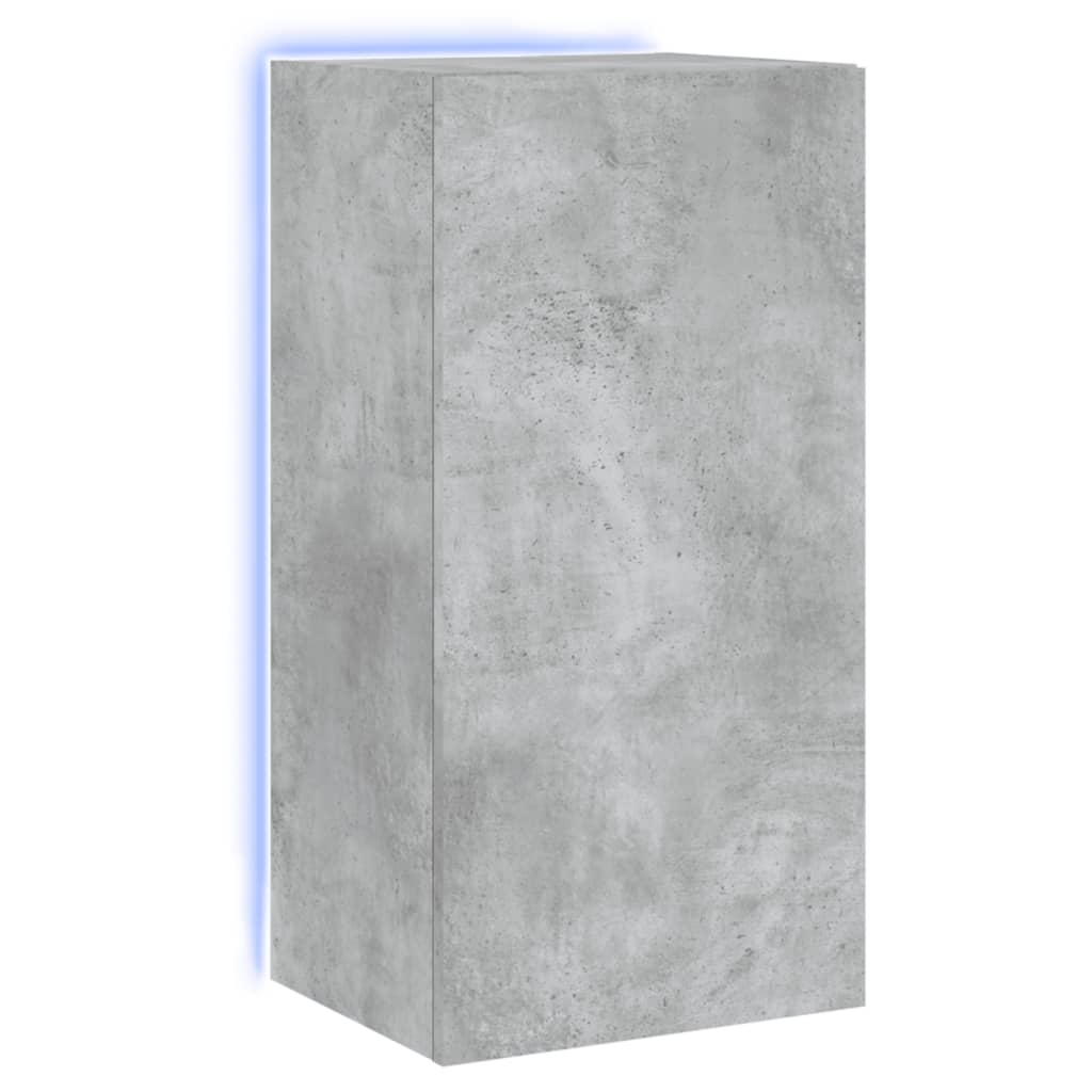 vidaXL betonszürke falra szerelhető TV-szekrény LED-del 40,5x35x80 cm