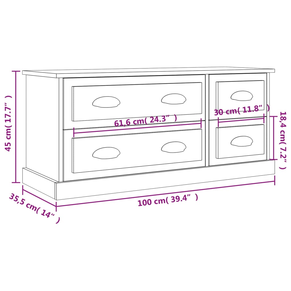 vidaXL betonszürke szerelt fa TV-szekrény 100 x 35,5 x 45 cm