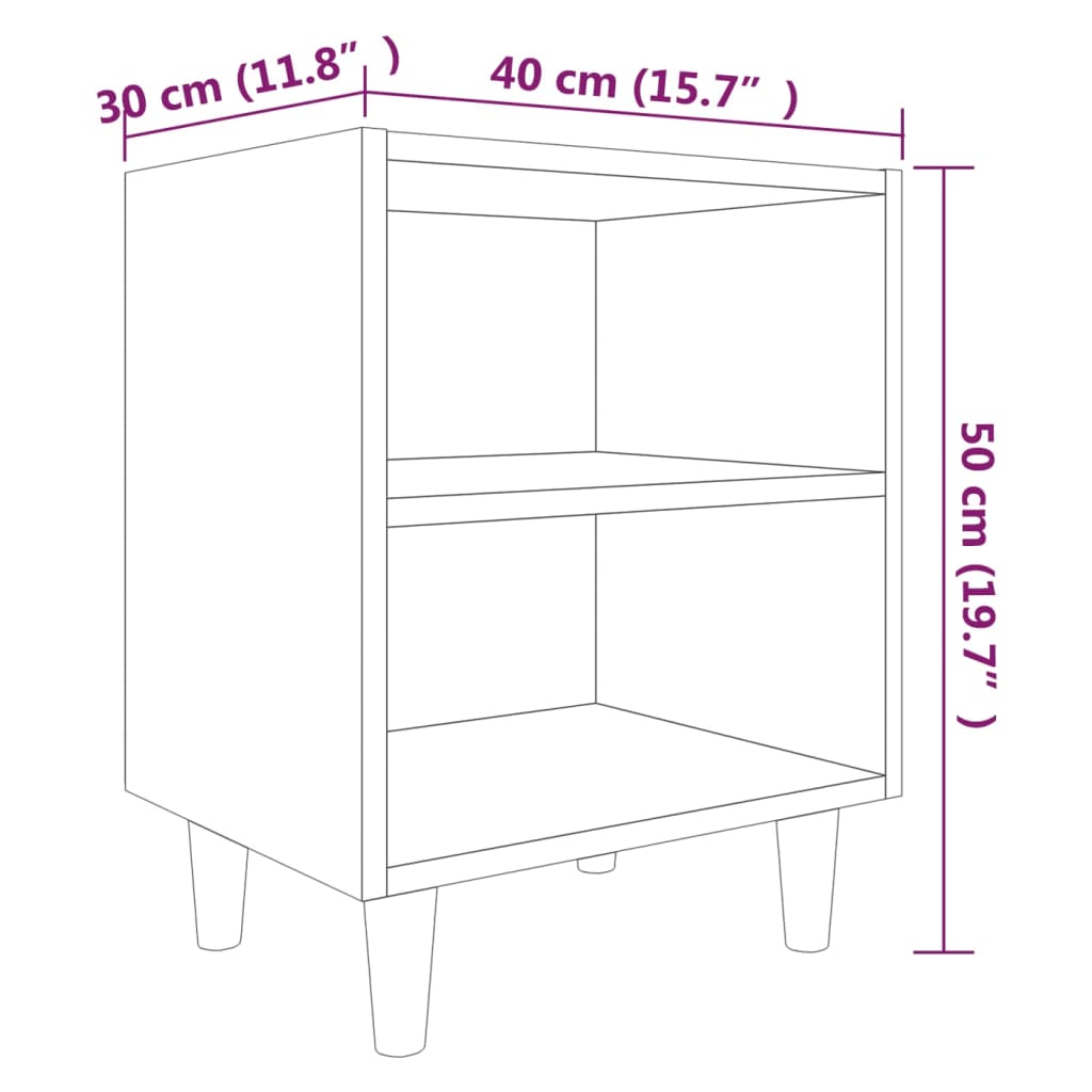 vidaXL 2 db barna tölgy színű éjjeliszekrény fa lábakkal 40x30x50 cm