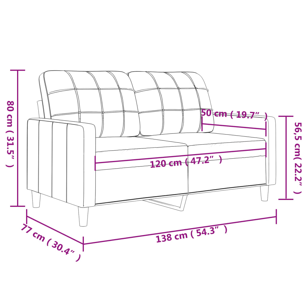 vidaXL kétszemélyes sötétszürke szövetkanapé 120 cm