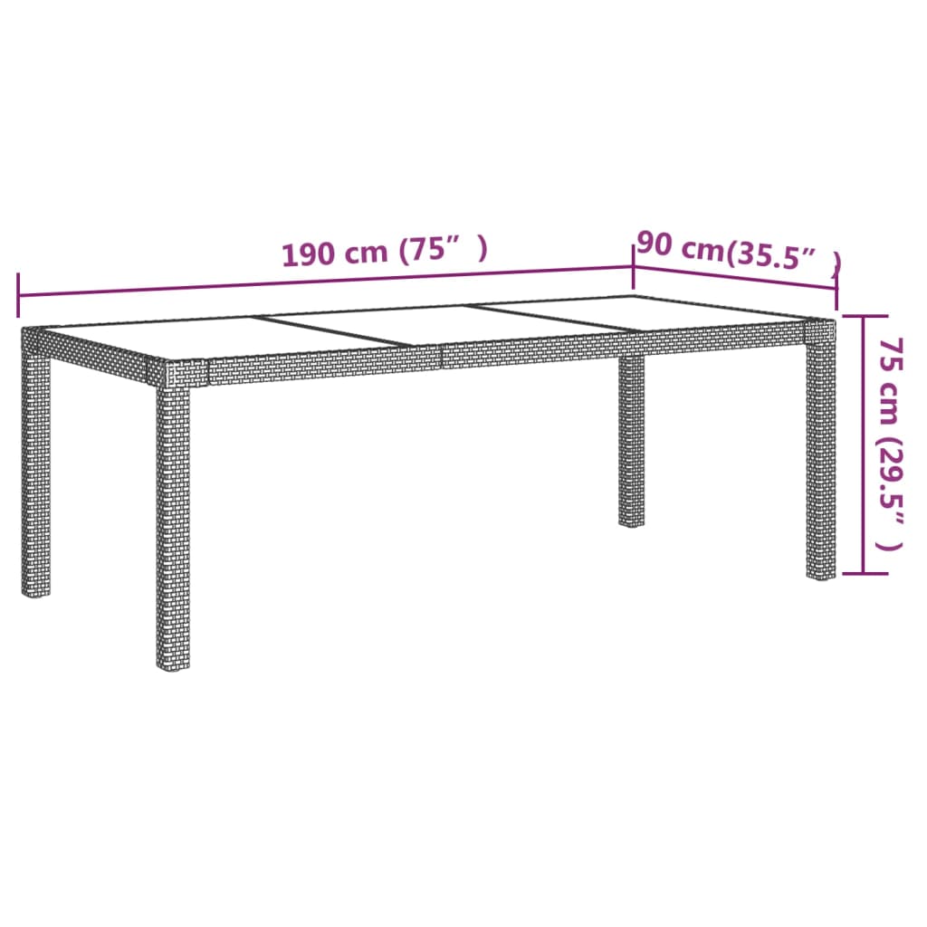 vidaXL 7 részes fekete polyrattan kültéri étkezőszett párnákkal