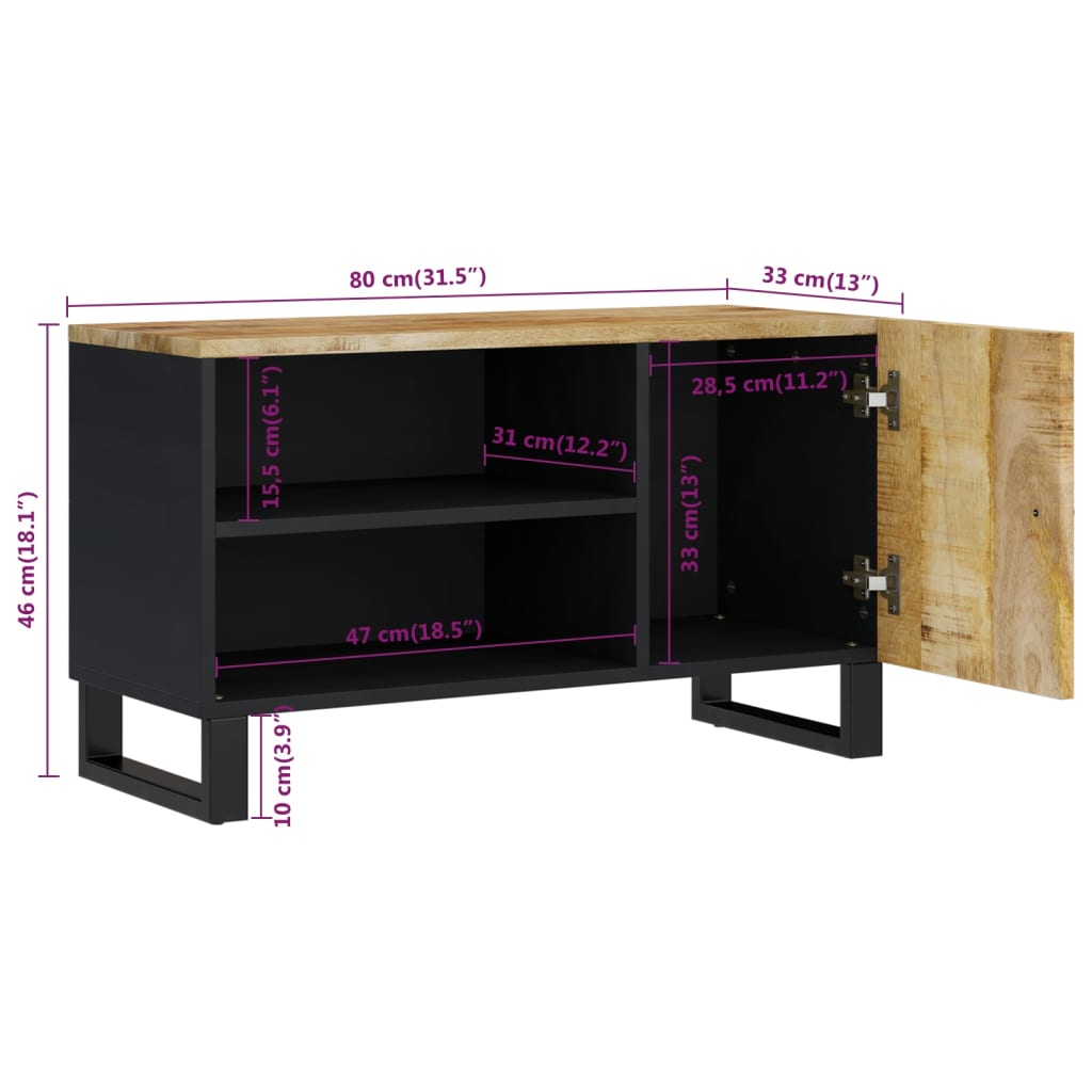 vidaXL tömör mangó- és szerelt fa TV-szekrény 80 x 33 x 46 cm