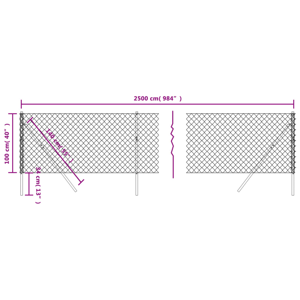 vidaXL zöld drótkerítés 1 x 25 m