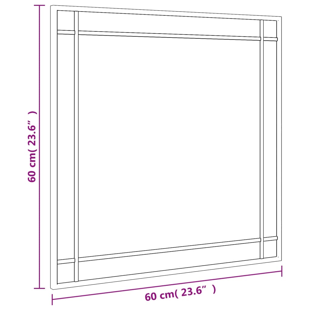 vidaXL fekete négyzet alakú vas fali tükör 60 x 60 cm