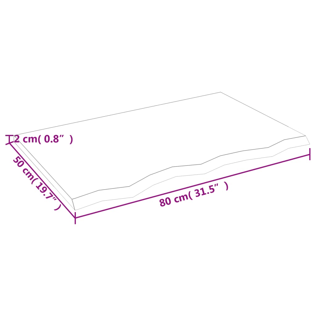 vidaXL kezeletlen tömör fa fürdőszobai pult 80x50x2 cm