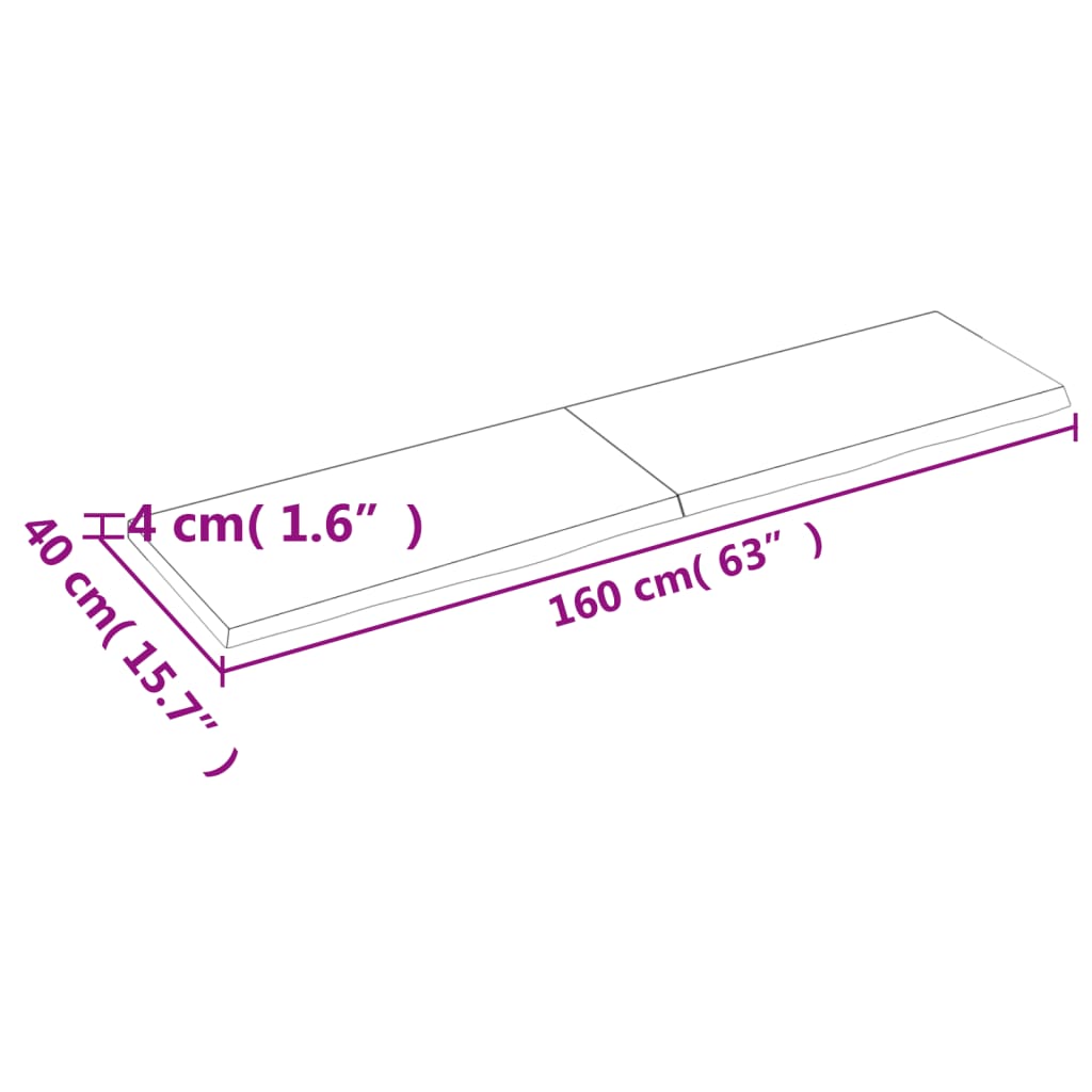 vidaXL sötétbarna kezelt tömör tölgyfa fali polc 160 x 40 x (2-4) cm