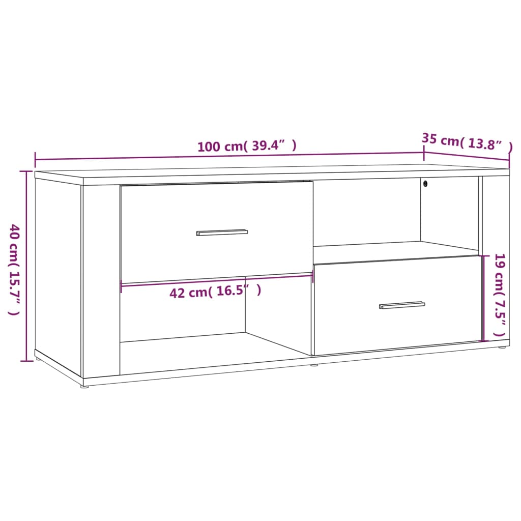 vidaXL betonszürke szerelt fa TV-szekrény 100x35x40 cm