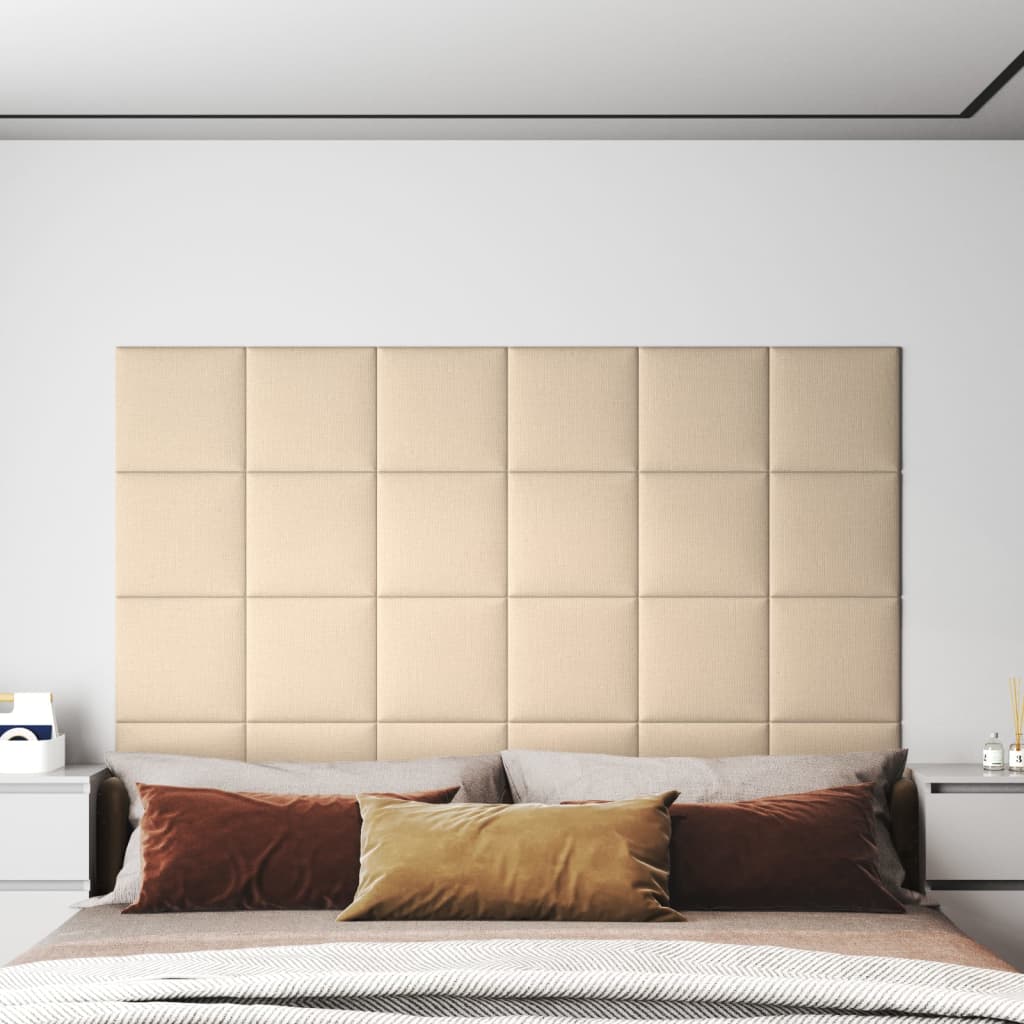 vidaXL 12 db krémszínű szövet fali panel 30 x 30 cm 1,08 m²