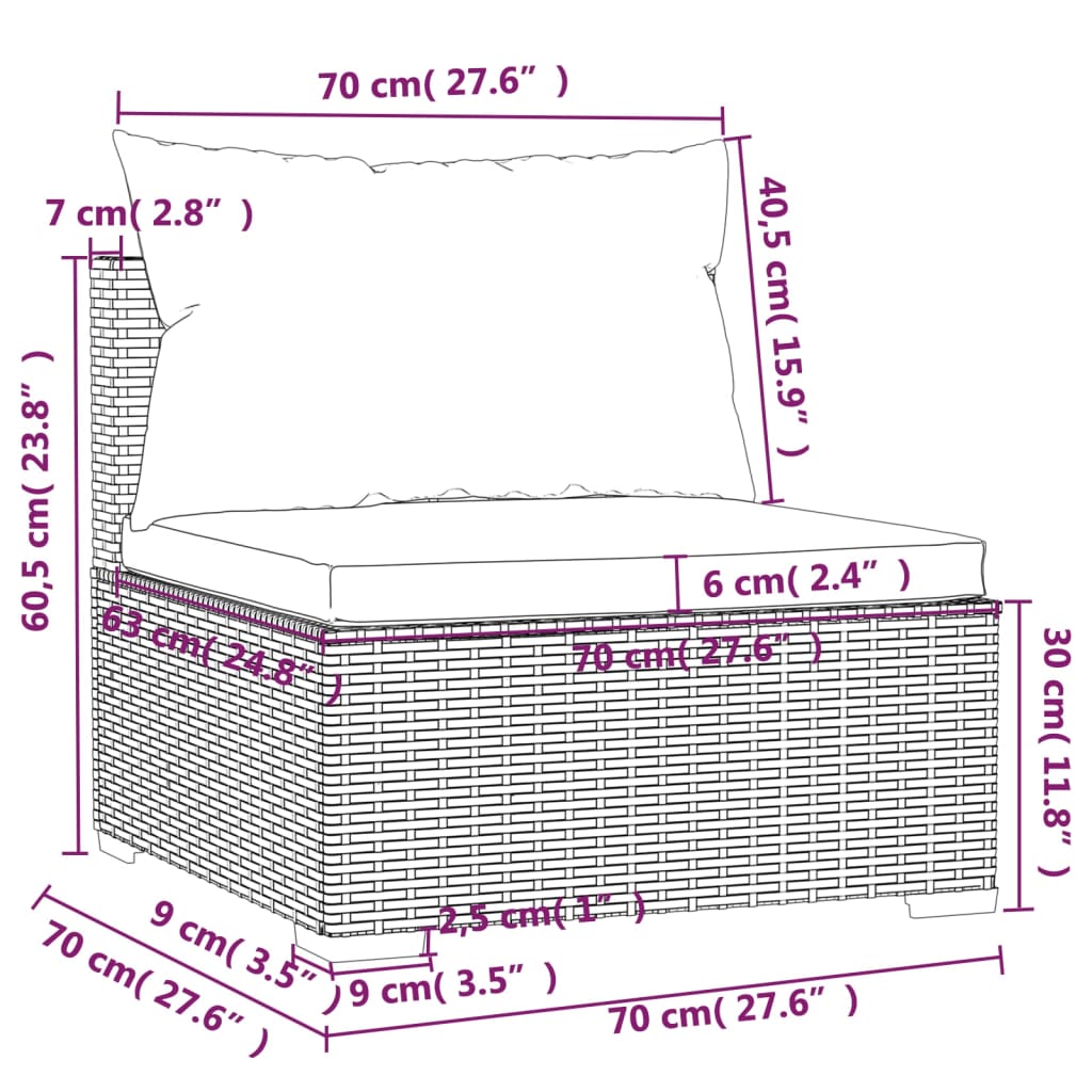 vidaXL 4 személyes szürke polyrattan kanapé párnákkal