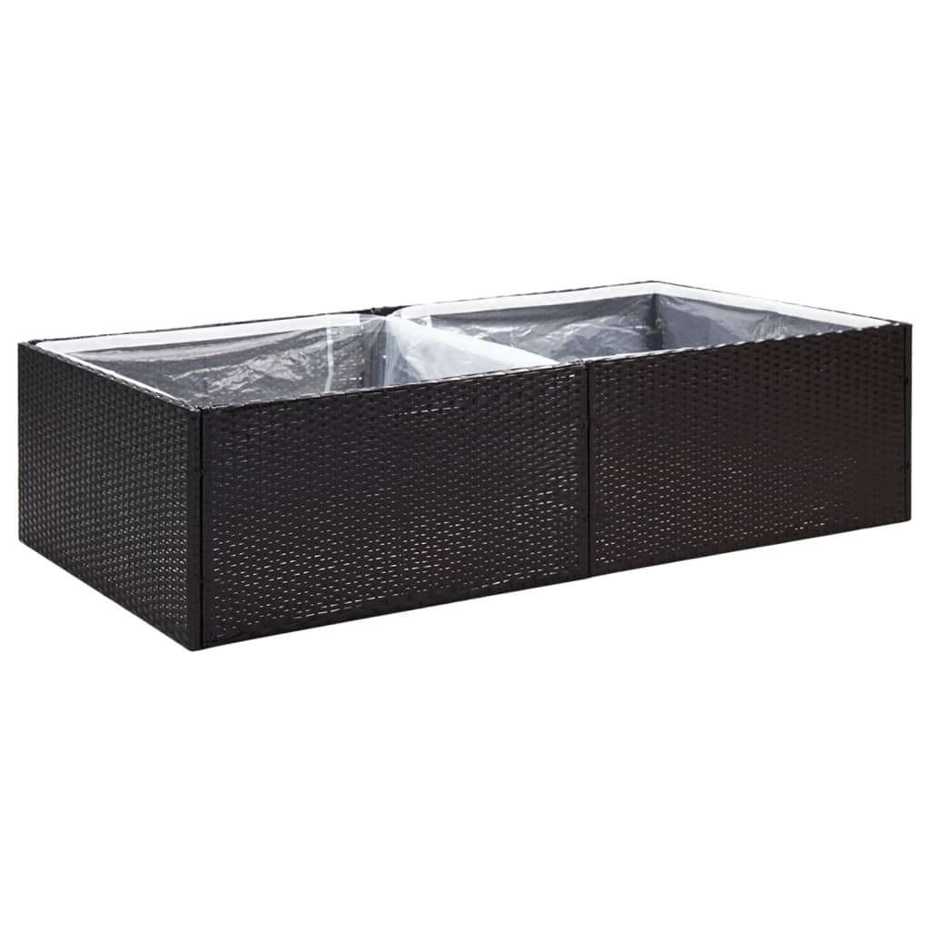 vidaXL fekete polyrattan kerti ültetőláda 157 x 80 x 40 cm