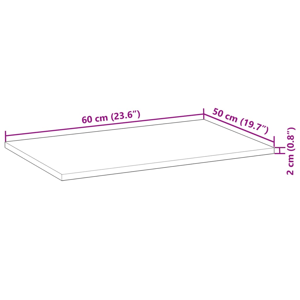 vidaXL kezeletlen tömör akácfa fürdőszobapult 60x50x2 cm