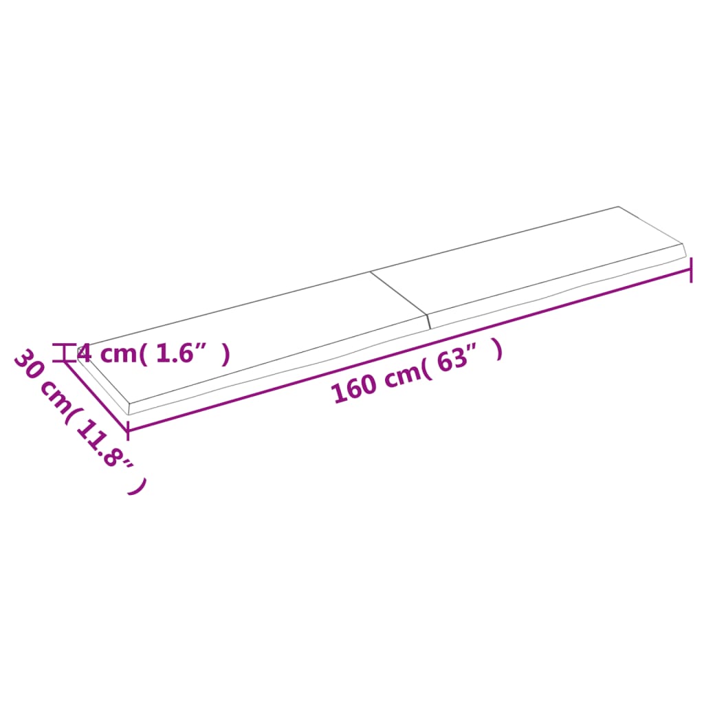 vidaXL világosbarna kezelt tömör tölgyfa fali polc 160 x 30 x (2-4) cm