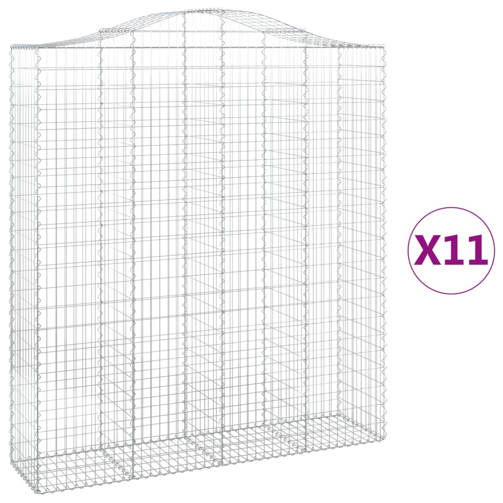 vidaXL 11 db íves horganyzott vas gabion kosár 200x50x220/240 cm