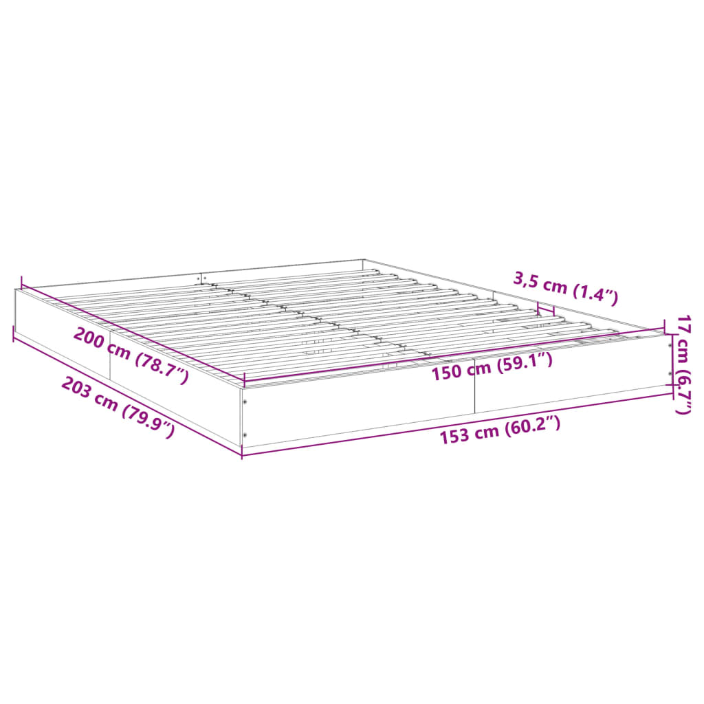 vidaXL barna tölgy színű szerelt fa ágykeret matrac nélkül 150x200 cm