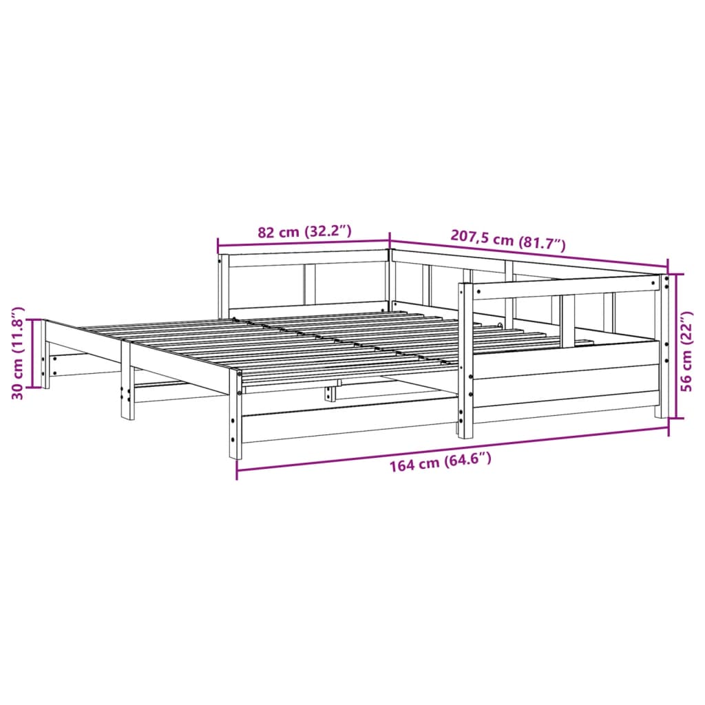 vidaXL viaszbarna tömör fenyőfa kanapéágy matrac nélkül 80 x 200 cm