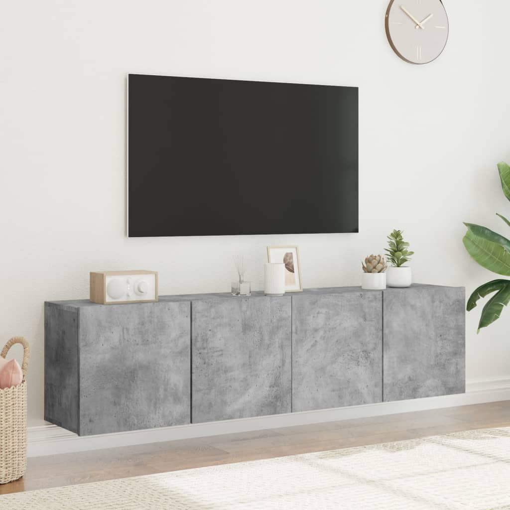 vidaXL 2 db betonszürke falra szerelhető TV-szekrény 80 x 30 x 41 cm