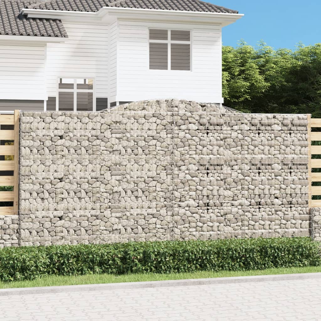 vidaXL 6 db íves horganyzott vas gabion kosár 400x50x200/220 cm