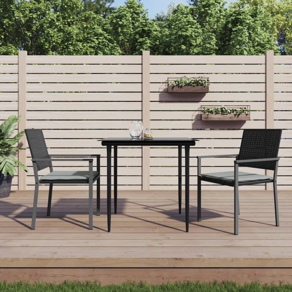 vidaXL 2 db fekete polyrattan kerti szék párnával 56 x 62,5 x 89 cm