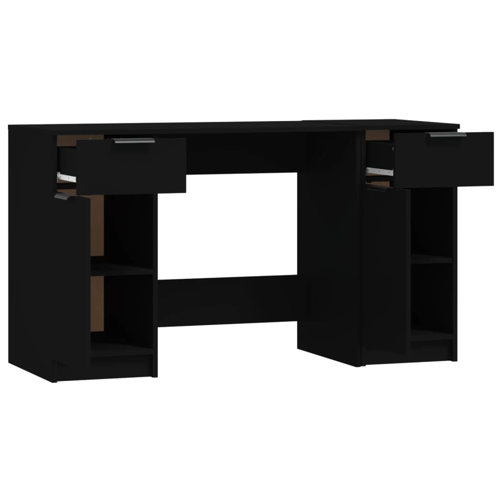 vidaXL fekete szerelt fa íróasztal szekrénnyel