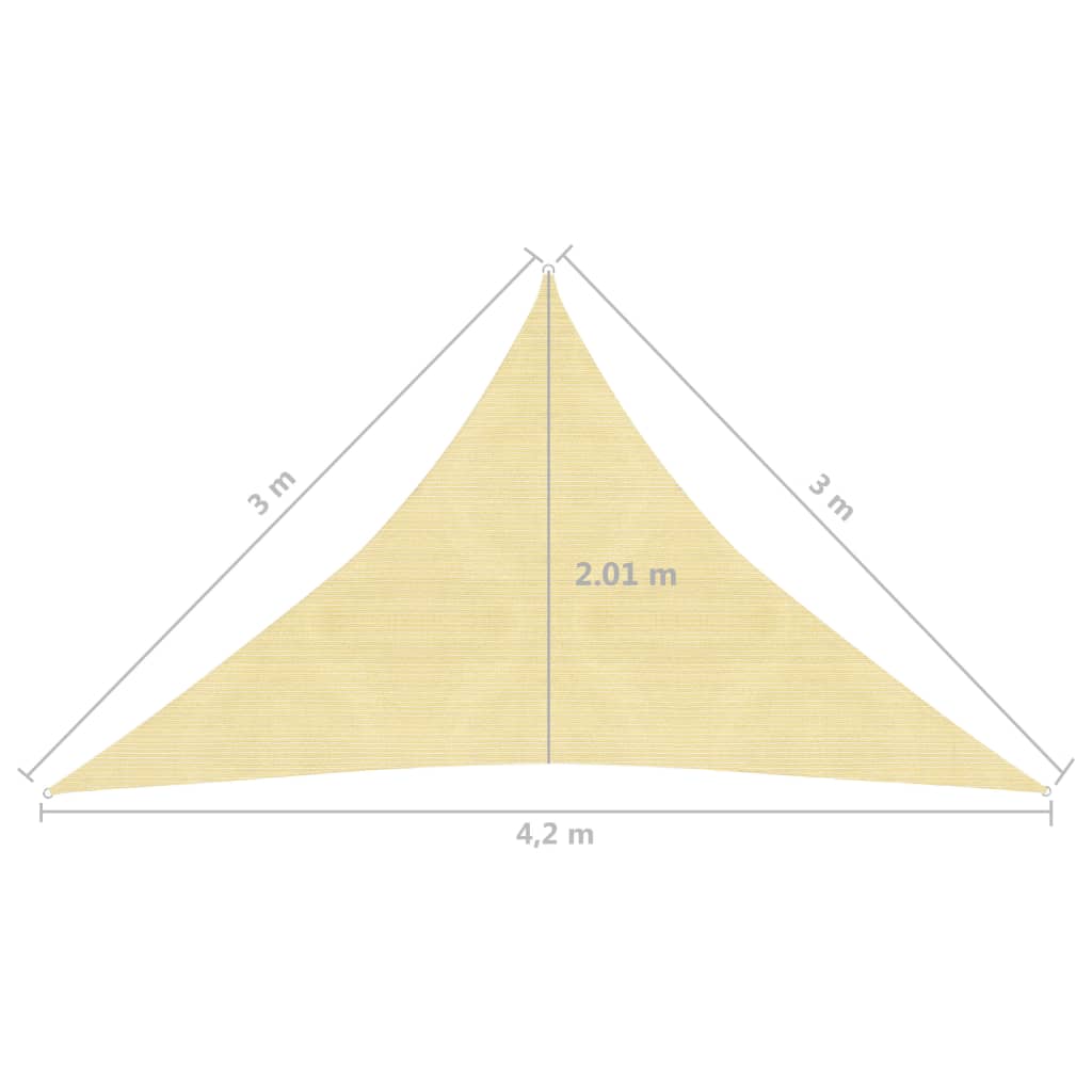 vidaXL bézs HDPE napvitorla 160 g/m² 3 x 3 x 4,2 m