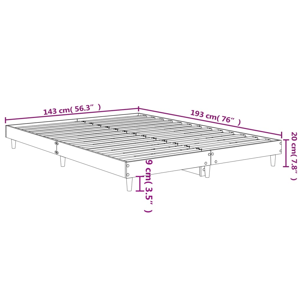 vidaXL sonoma tölgy színű szerelt fa ágykeret matrac nélkül 140x190 cm