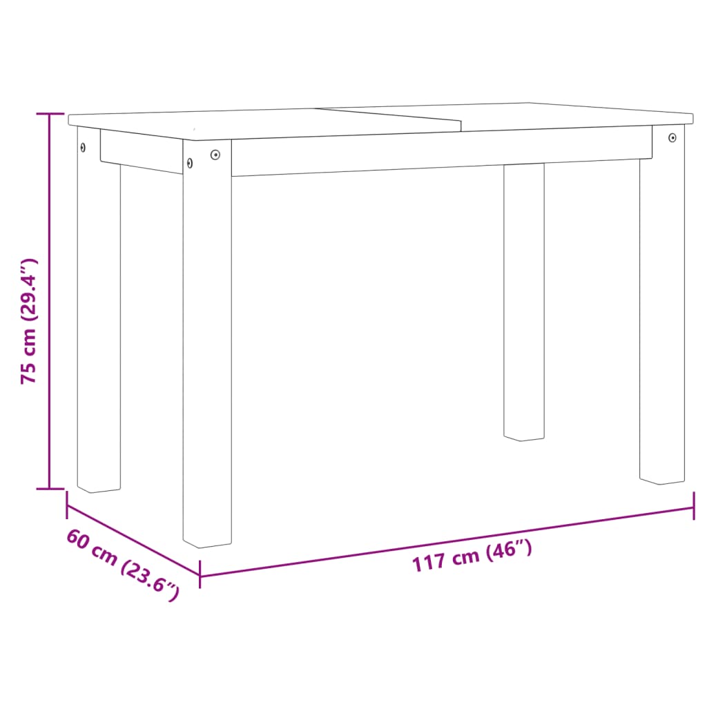 vidaXL Panama tömör fenyőfa ebédlőasztal 117 x 60 x 75 cm